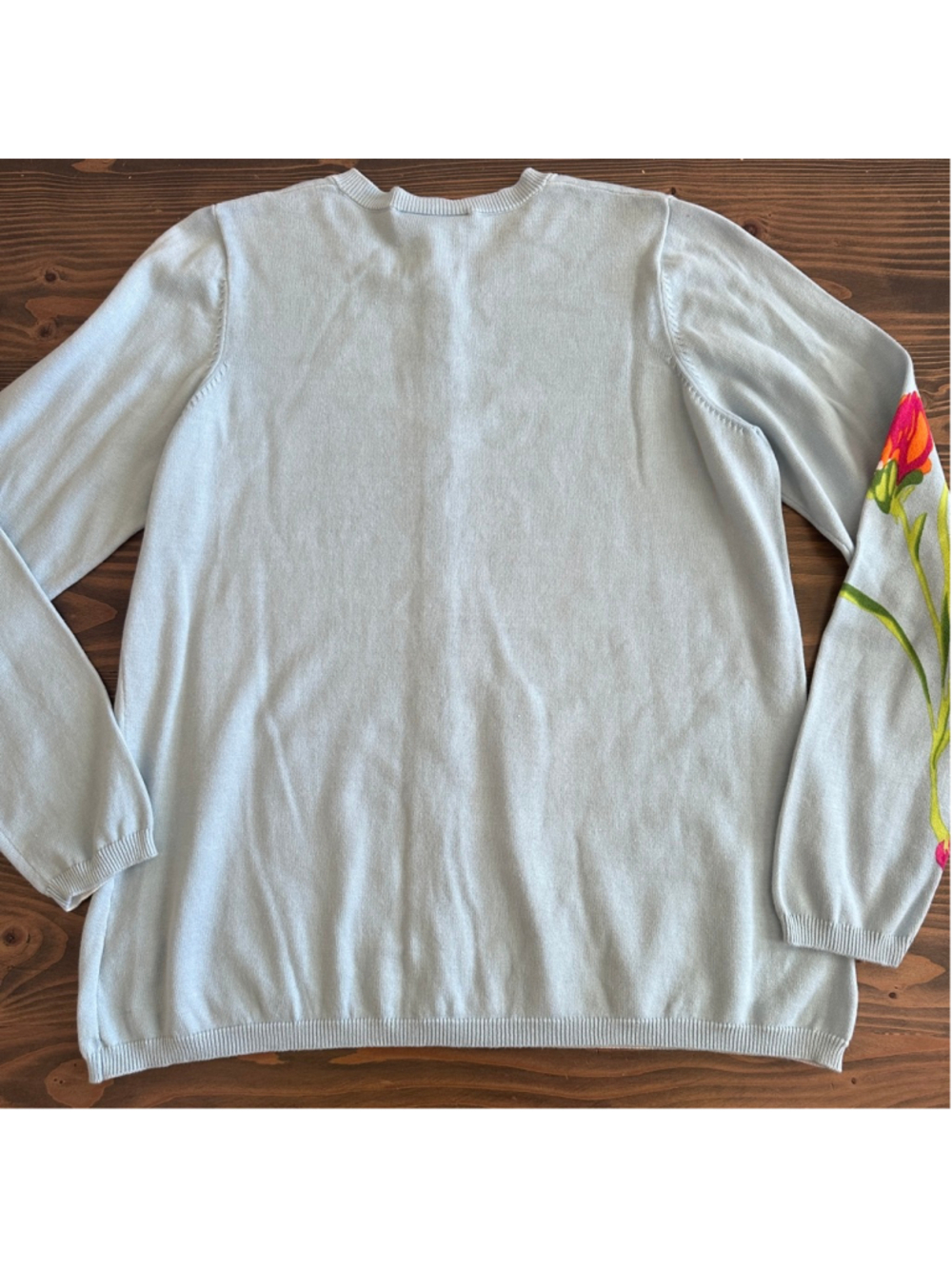 Quacker Factory Cardigan Womens S Light Blue Floral Rose Beaded Vintage - Picture 6 of 9